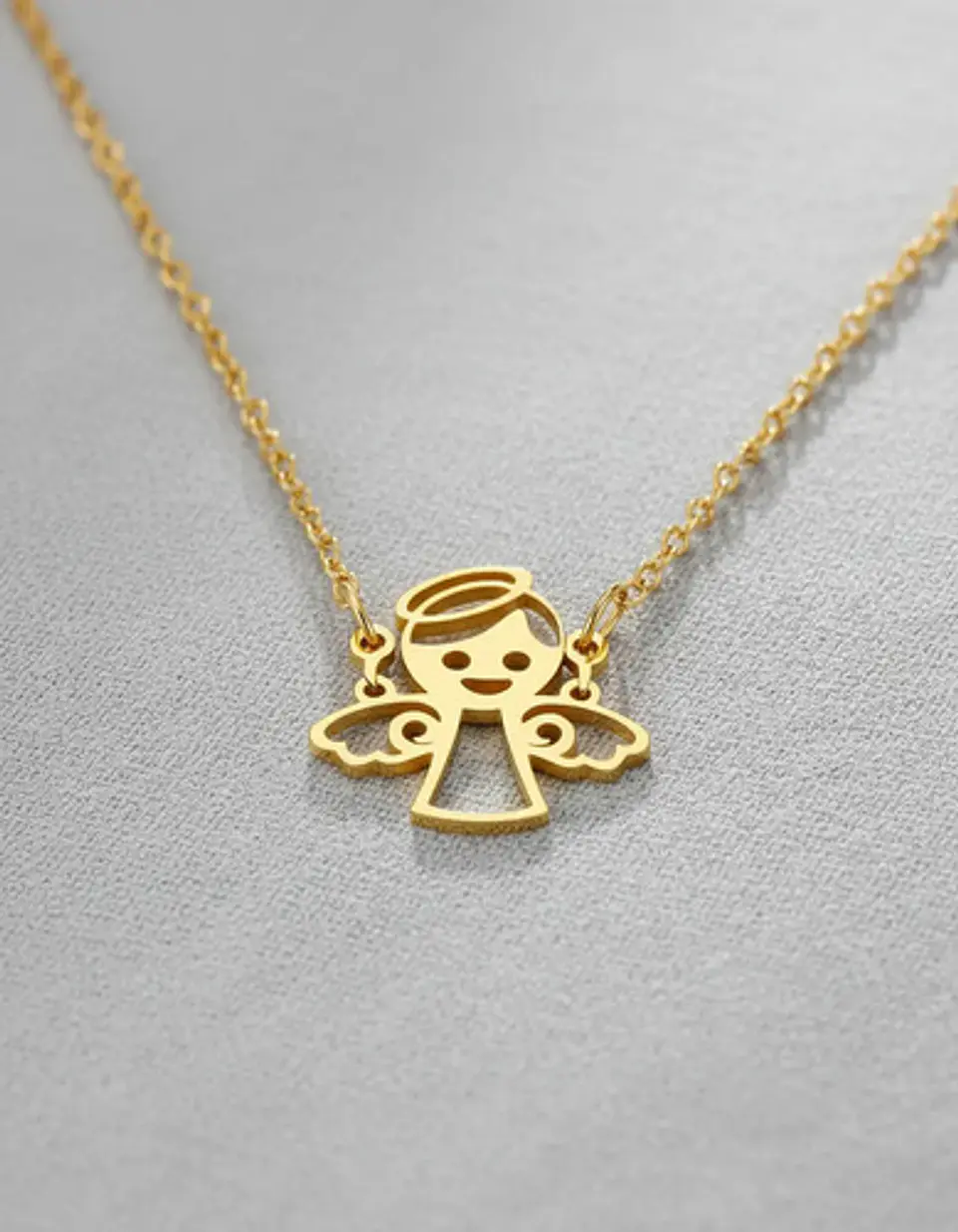 Collar En Acero Para Mujer Dije Cute De Angel De La Guardia 6