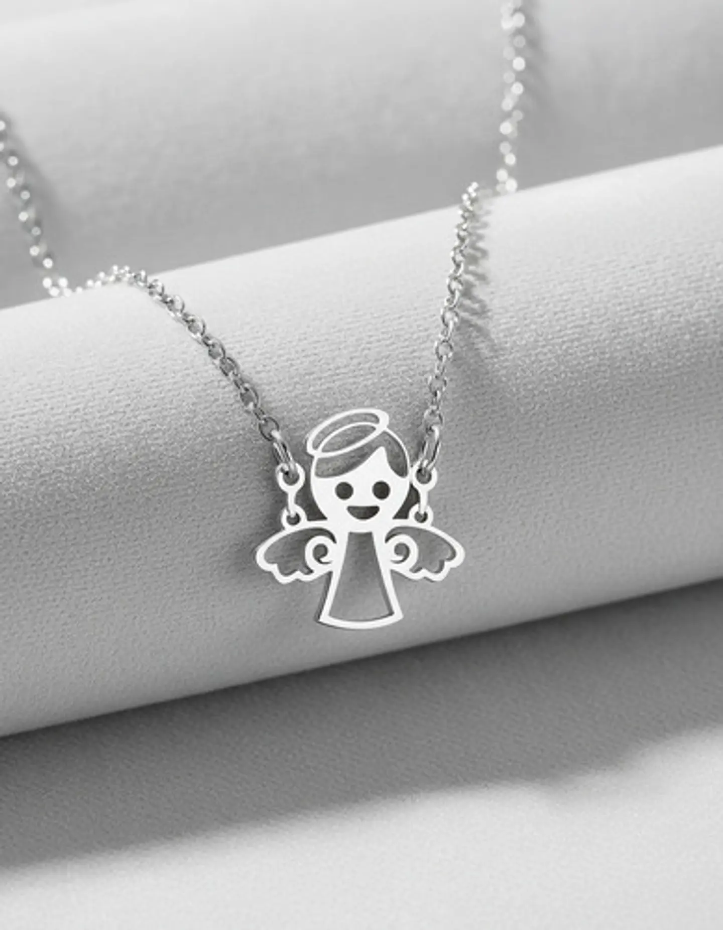 Collar En Acero Para Mujer Dije Cute De Angel De La Guardia 13