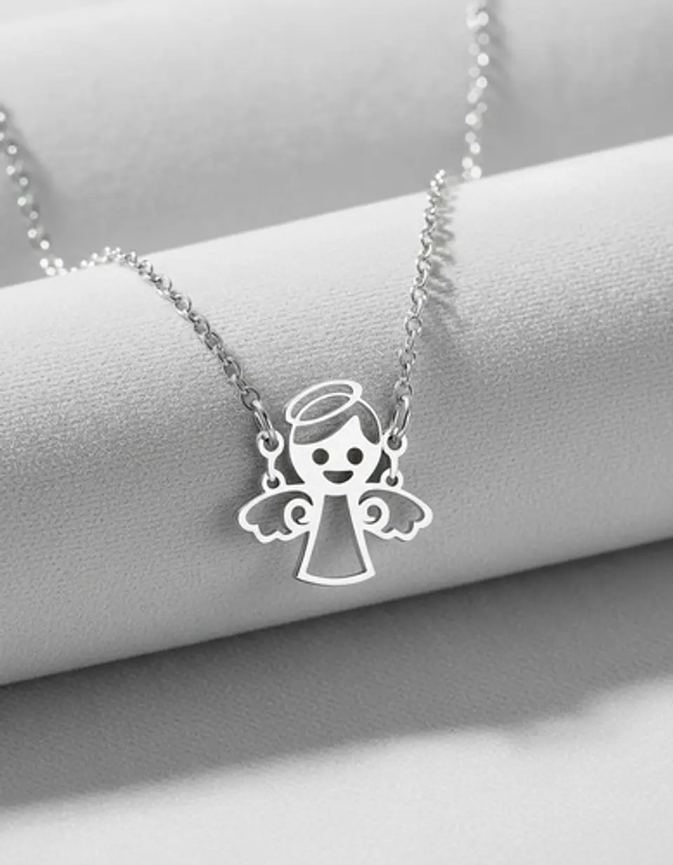 Collar En Acero Para Mujer Dije Cute De Angel De La Guardia 13