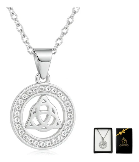 Collar Para Mujeres Dije Nudo Celta Triada Acero Color Plata