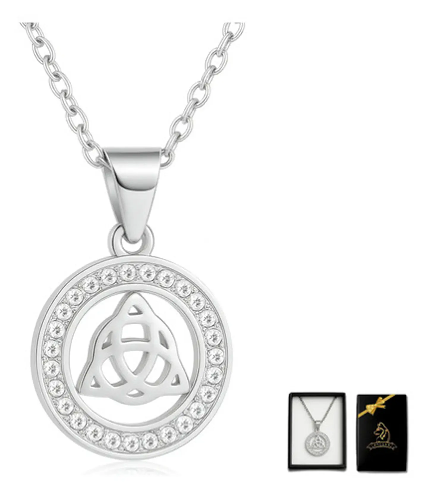 Collar Para Mujeres Dije Nudo Celta Triada Acero Color Plata 1