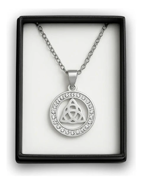 Collar Para Mujeres Dije Nudo Celta Triada Acero Color Plata