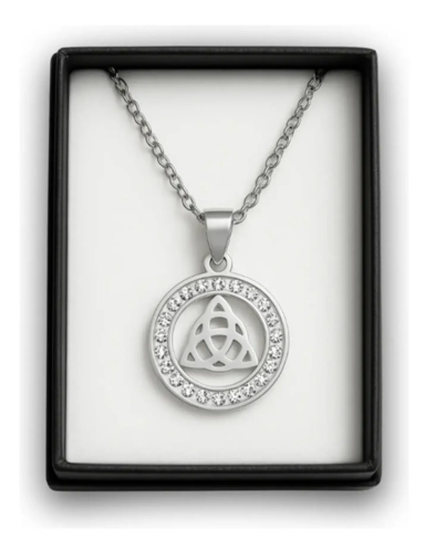 Collar Para Mujeres Dije Nudo Celta Triada Acero Color Plata 2