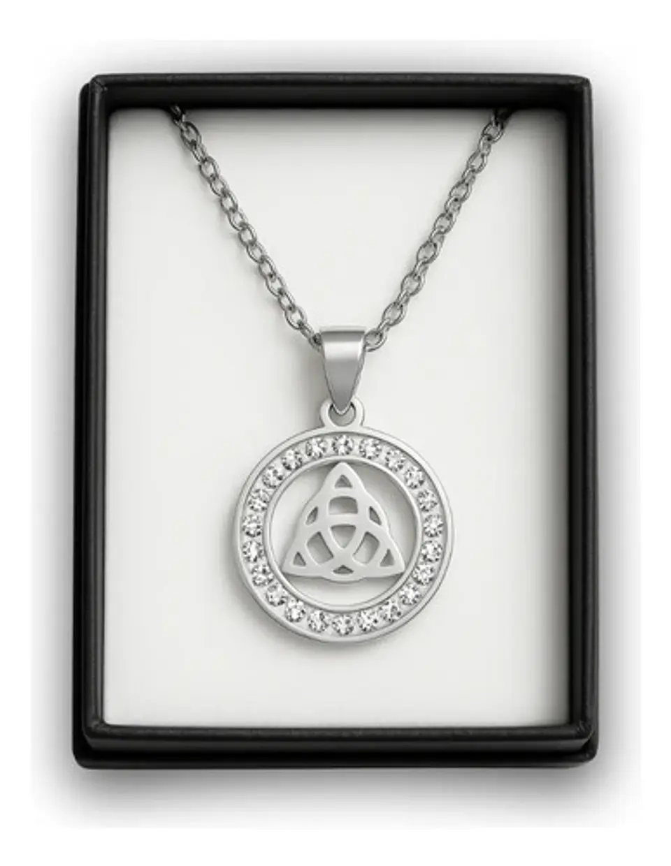 Collar Para Mujeres Dije Nudo Celta Triada Acero Color Plata 2