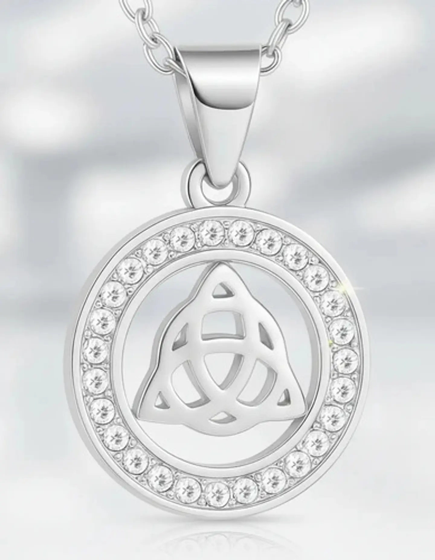Collar Para Mujeres Dije Nudo Celta Triada Acero Color Plata 7