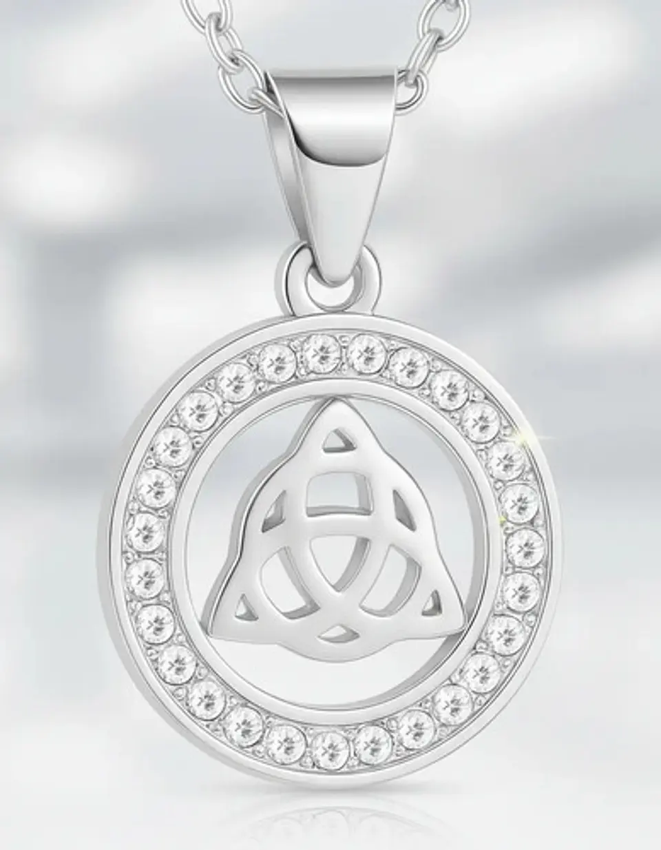 Collar Para Mujeres Dije Nudo Celta Triada Acero Color Plata 7