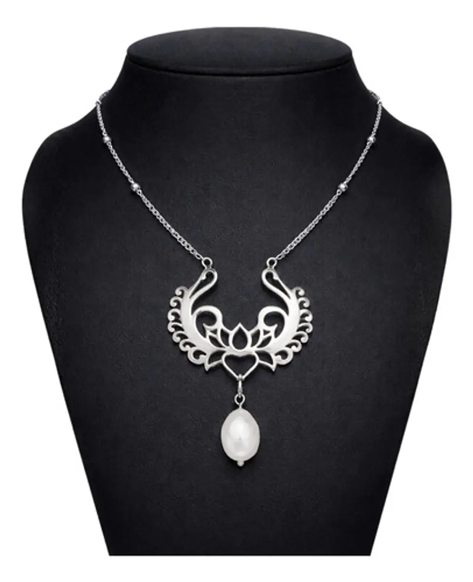Collar Para Mujer Dije Loto Con Perla Natural De Agua Dulce 1