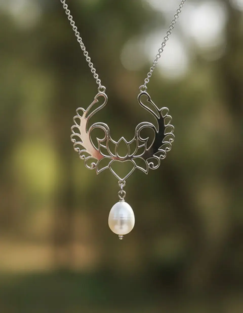 Collar Para Mujer Dije Loto Con Perla Natural De Agua Dulce 3