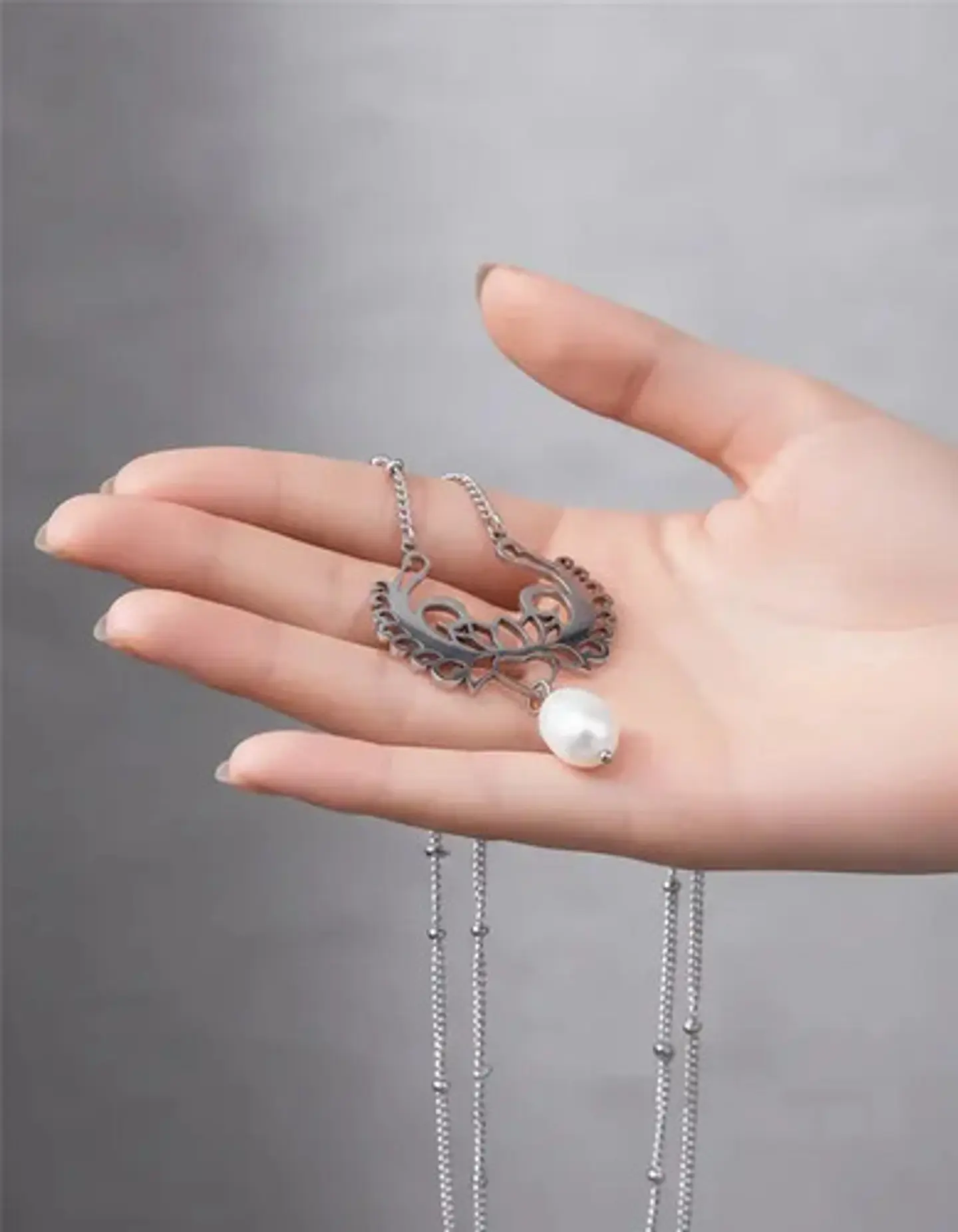 Collar Para Mujer Dije Loto Con Perla Natural De Agua Dulce 6
