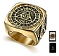 Gran Anillo Para Hombres Illuminati Novus Mason Color Oro - Miniatura 1