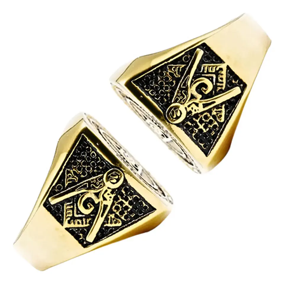 Gran Anillo Para Hombres Illuminati Novus Mason Color Oro 3