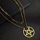 Collar Doble Cadena Para Mujer Con Dije Pentagrama De Acero - Miniatura 3