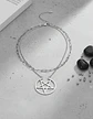 Collar Doble Cadena Para Mujer Con Dije Pentagrama De Acero - Miniatura 9