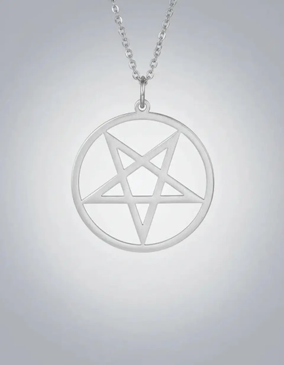 Collar Doble Cadena Para Mujer Con Dije Pentagrama De Acero 11