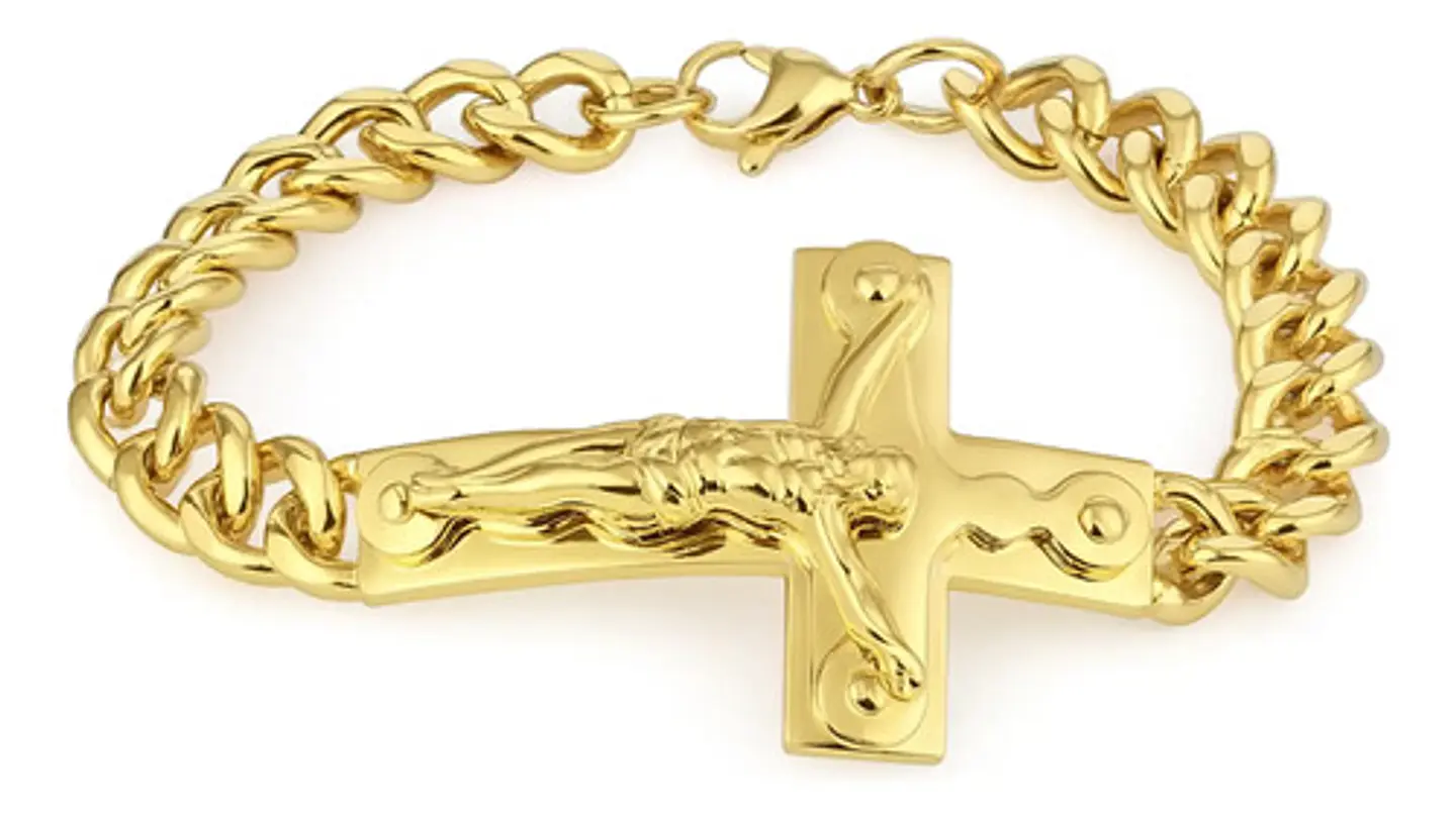 Pulsera Para Hombres Y Mujeres Crucifijo De Cristo En Acero 1