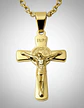 Collar Para Hombres Y Mujeres Dije Cruz Jesús Inri Color Oro - Miniatura 2