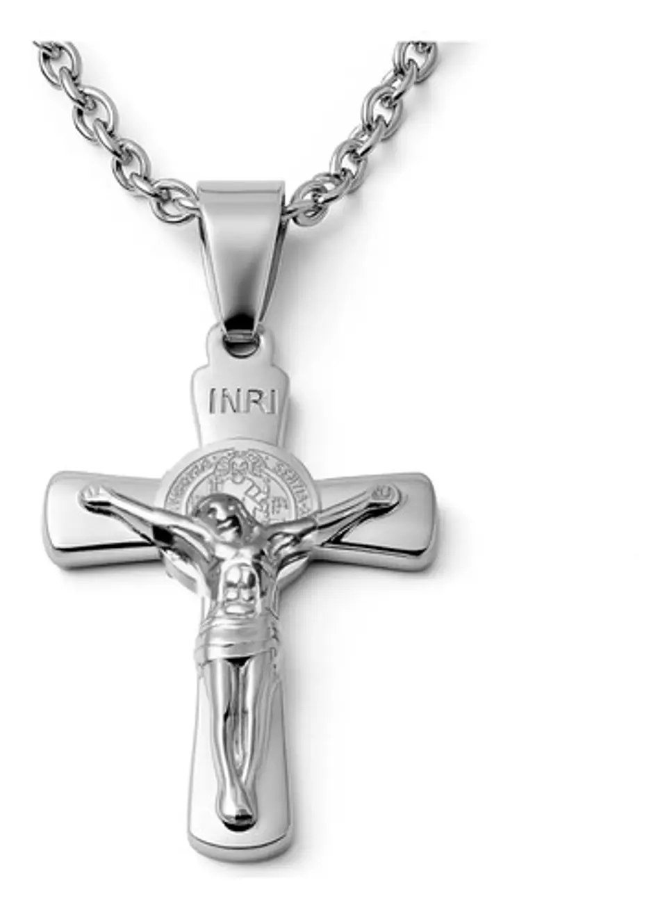 Collar Para Hombres Y Mujeres Dije Cruz Jesús Inri Color Oro 11