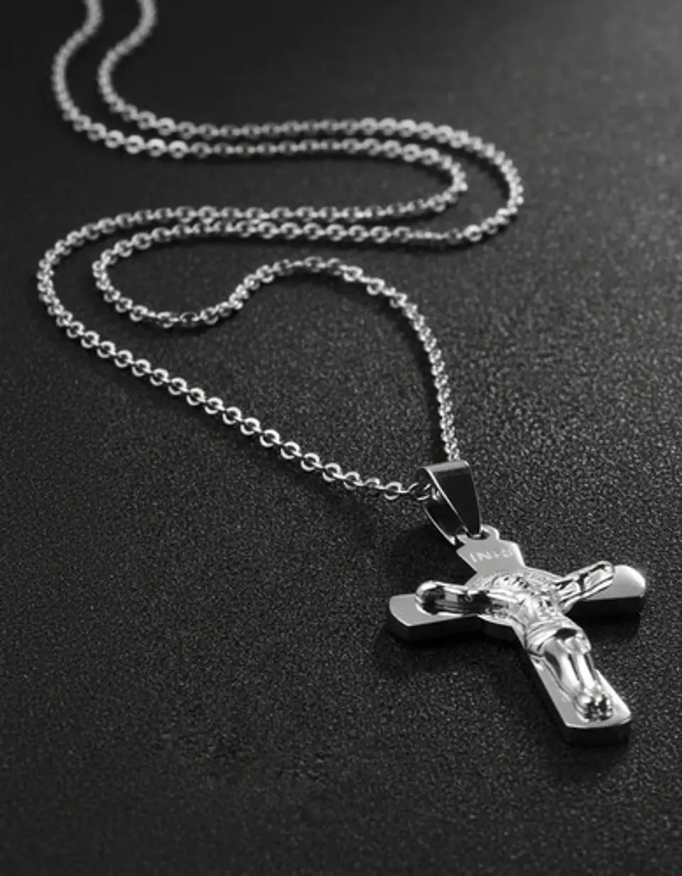 Collar Para Hombres Y Mujeres Dije Cruz Jesús Inri Color Oro 16