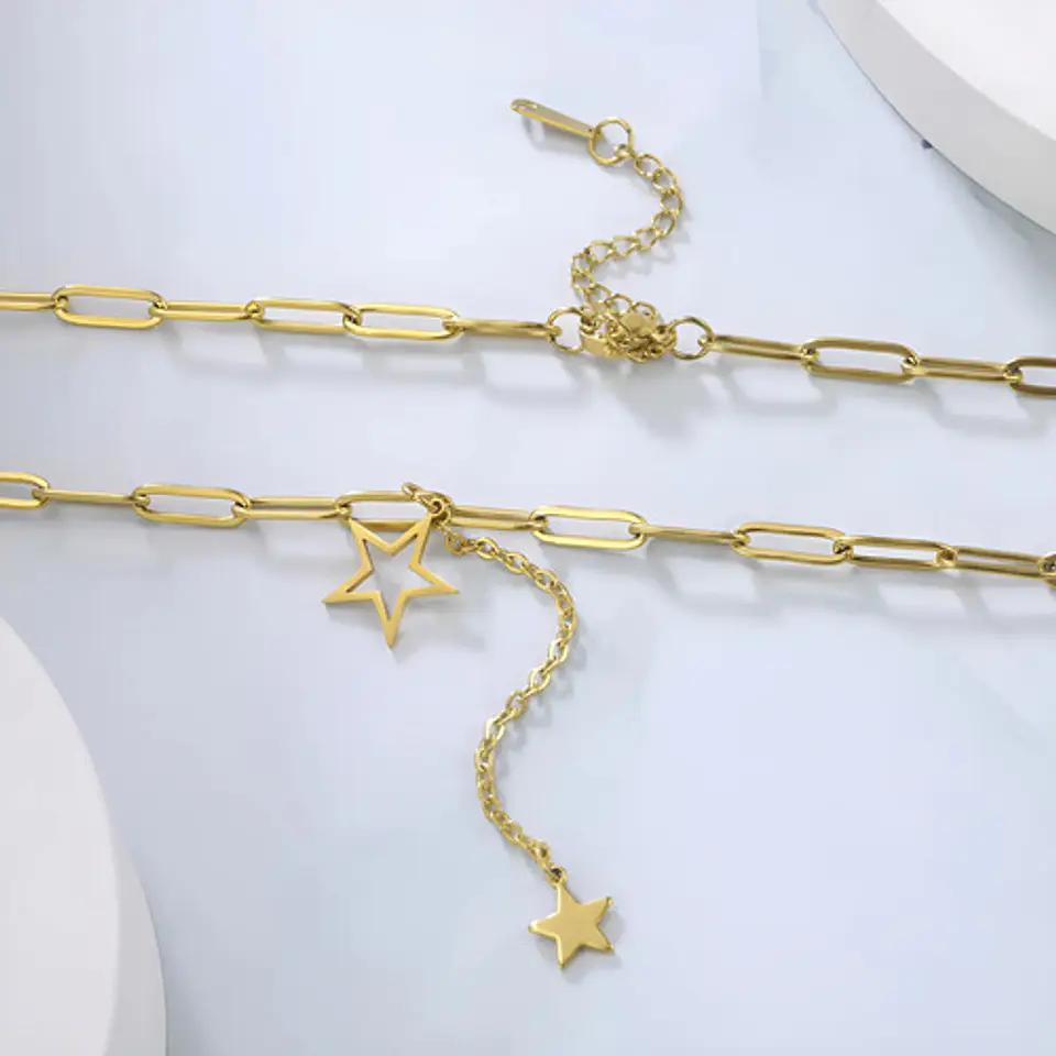 Collar Para Mujer Gargantilla Dije Estrella Doble Tipo Kpop 4