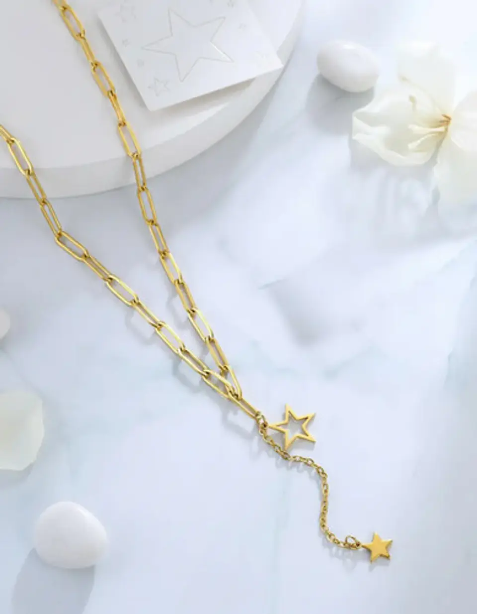 Collar Para Mujer Gargantilla Dije Estrella Doble Tipo Kpop 5