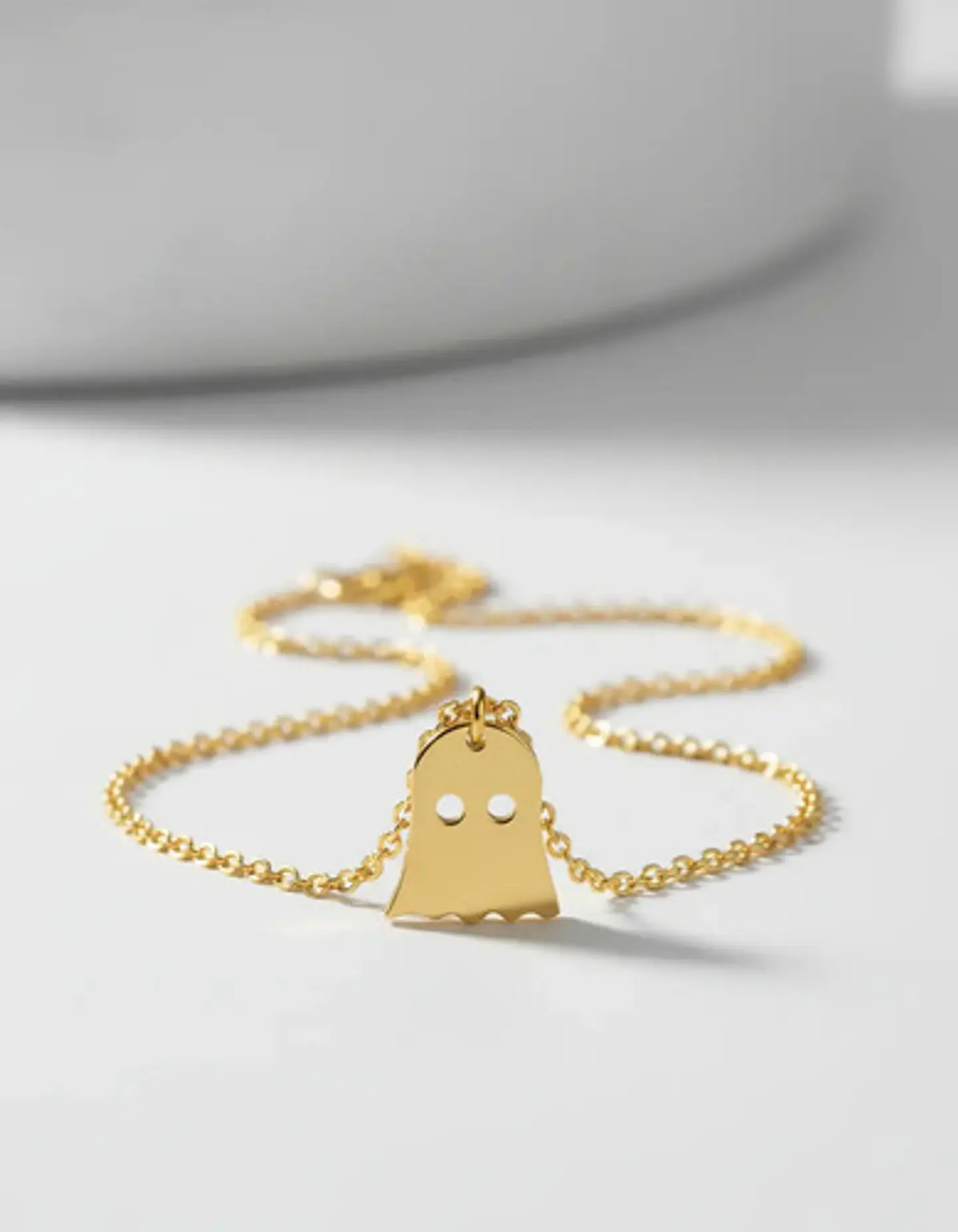 Collar Minimalista En Acero Para Mujeres Dije Fantasma Cute 2