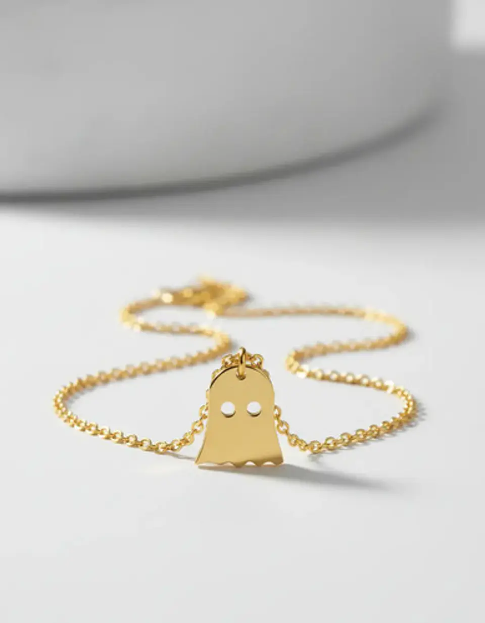Collar Minimalista En Acero Para Mujeres Dije Fantasma Cute 2