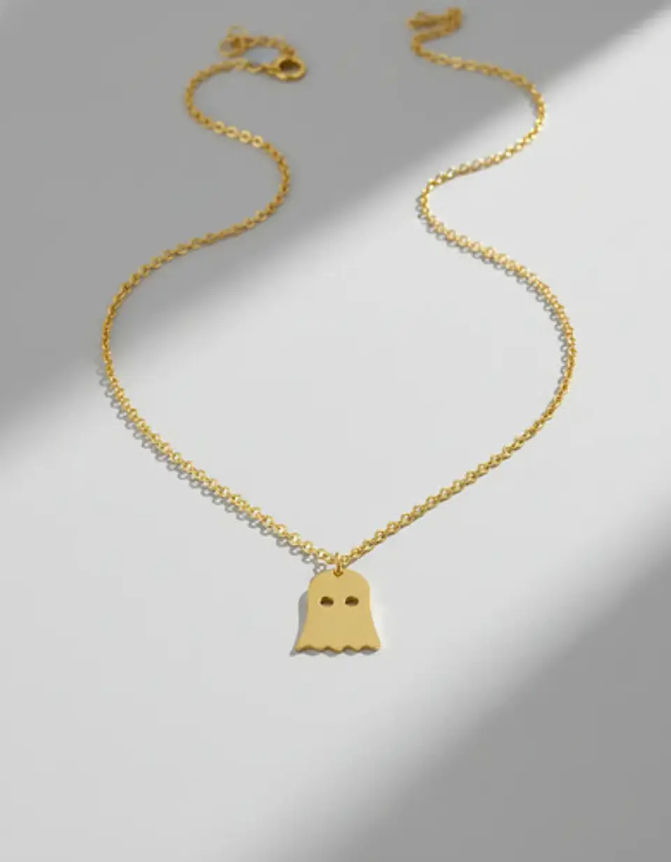 Collar Minimalista En Acero Para Mujeres Dije Fantasma Cute 3