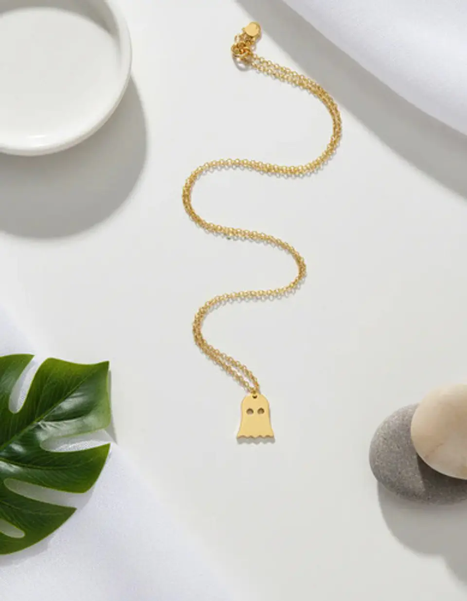 Collar Minimalista En Acero Para Mujeres Dije Fantasma Cute 4