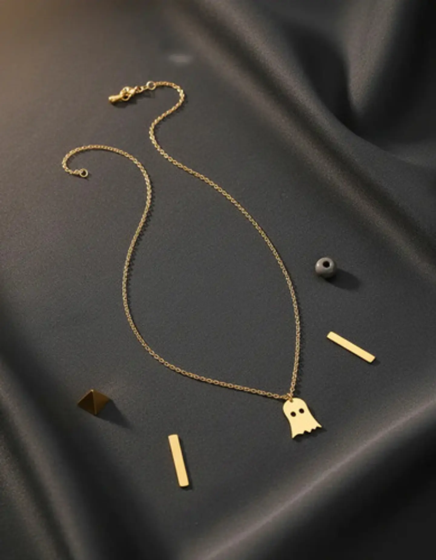 Collar Minimalista En Acero Para Mujeres Dije Fantasma Cute 8