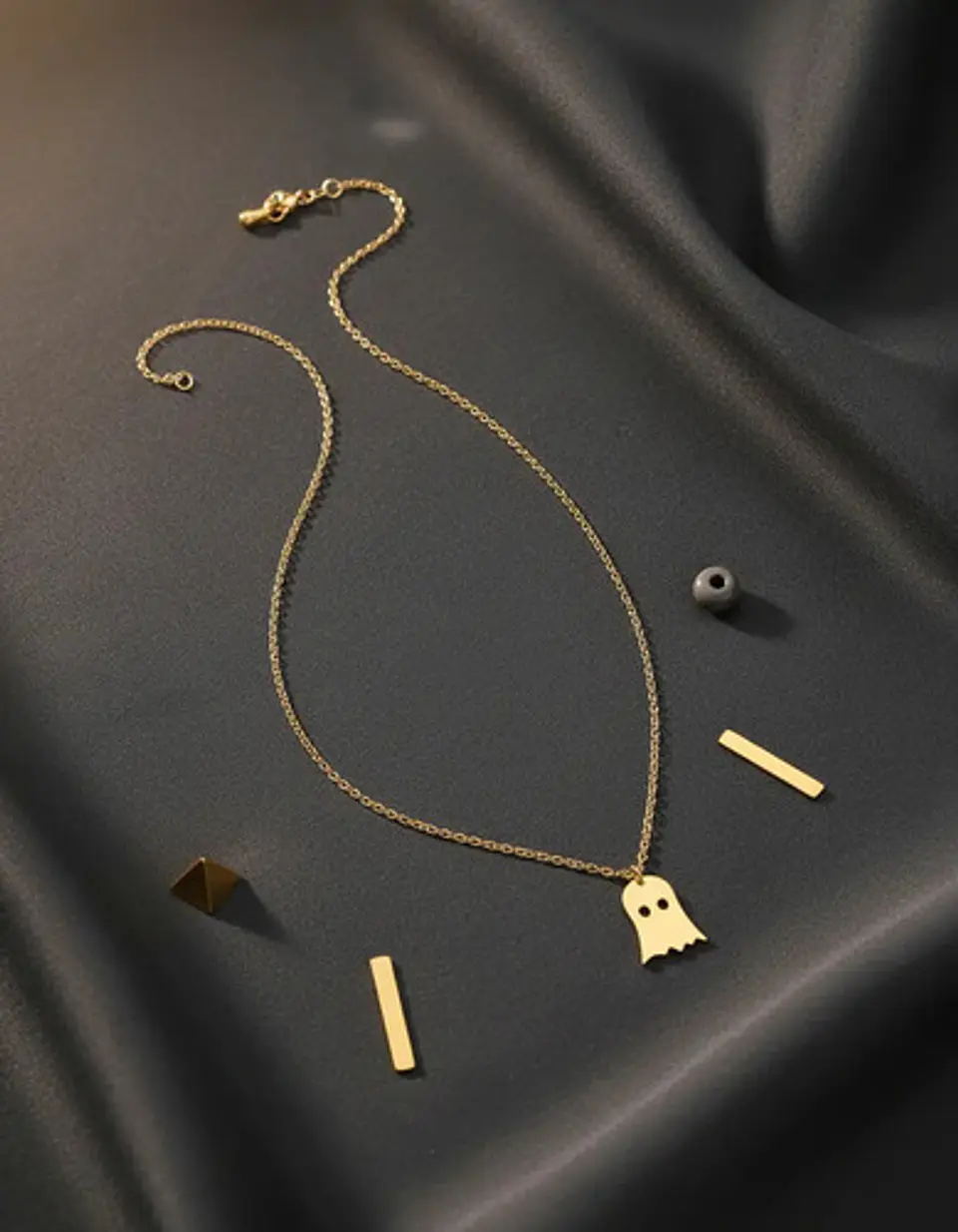 Collar Minimalista En Acero Para Mujeres Dije Fantasma Cute 8