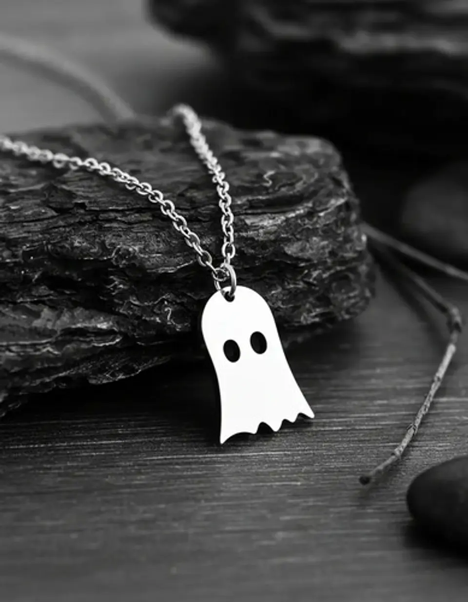 Collar Minimalista En Acero Para Mujeres Dije Fantasma Cute 11