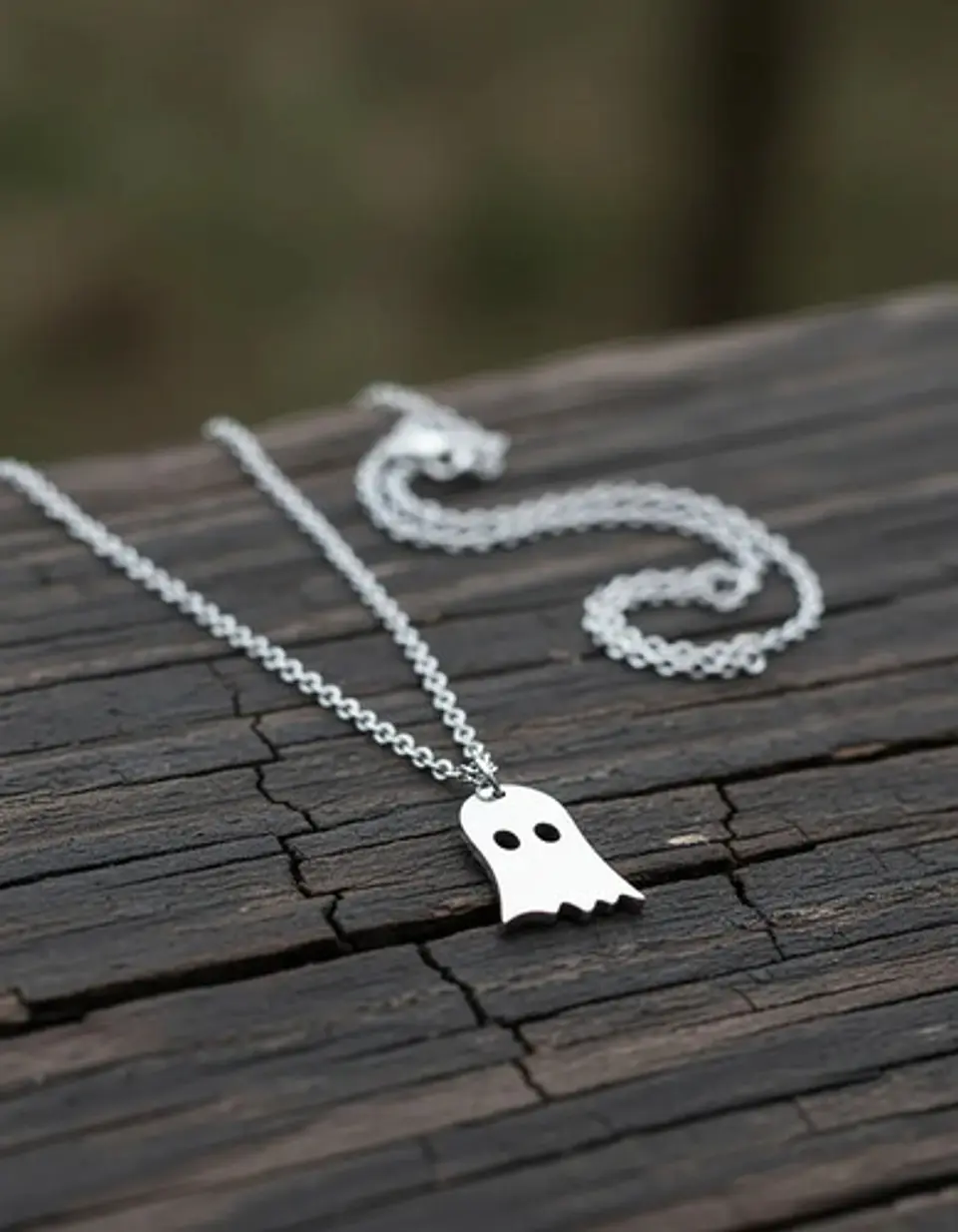 Collar Minimalista En Acero Para Mujeres Dije Fantasma Cute 12