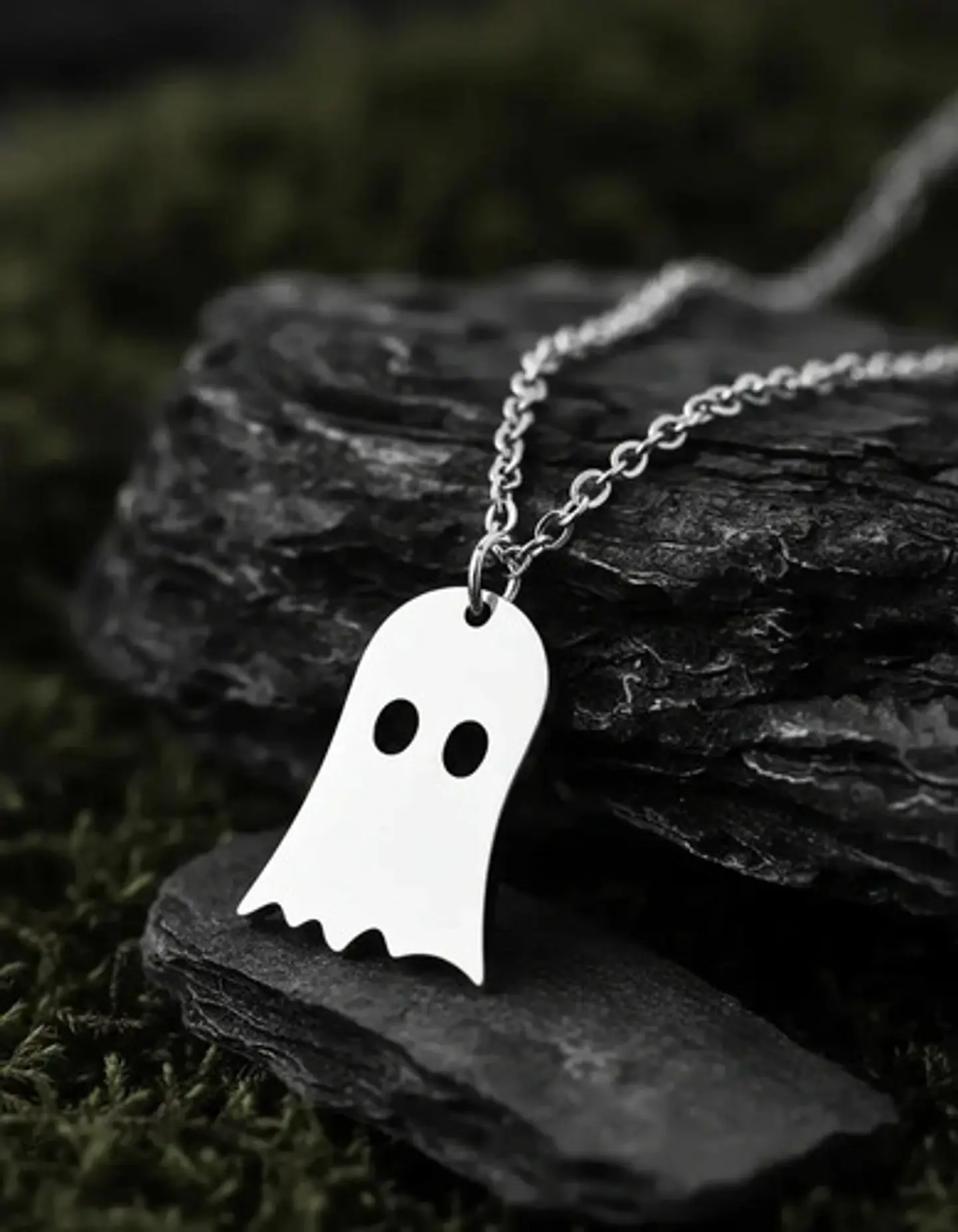 Collar Minimalista En Acero Para Mujeres Dije Fantasma Cute 13