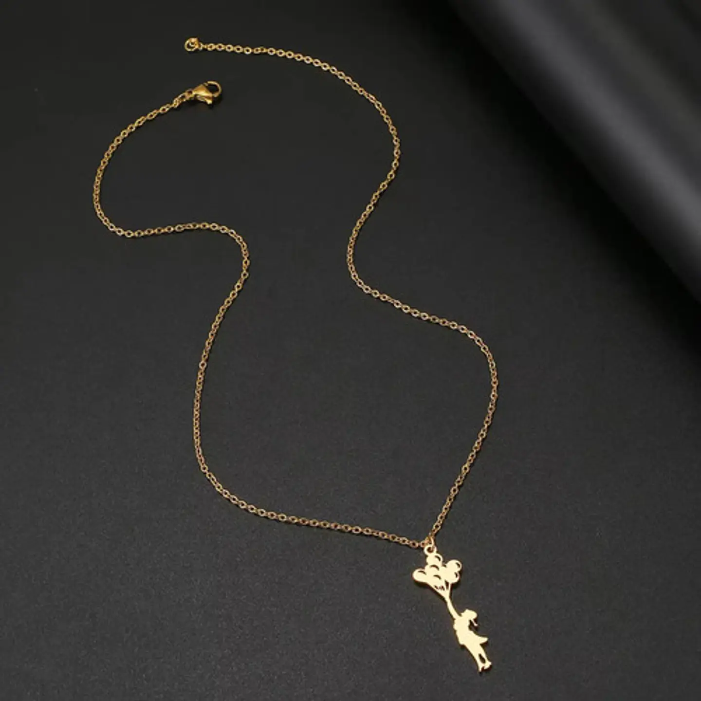 Collar Delicado En Acero Para Mujeres Dije Niña Con Globos 8