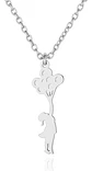 Collar Delicado En Acero Para Mujeres Dije Niña Con Globos - Miniatura 10