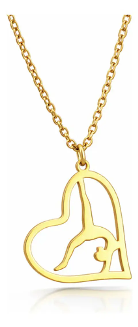 Collar Para Mujeres Dije Corazón Gimnasta De Acero Color Oro