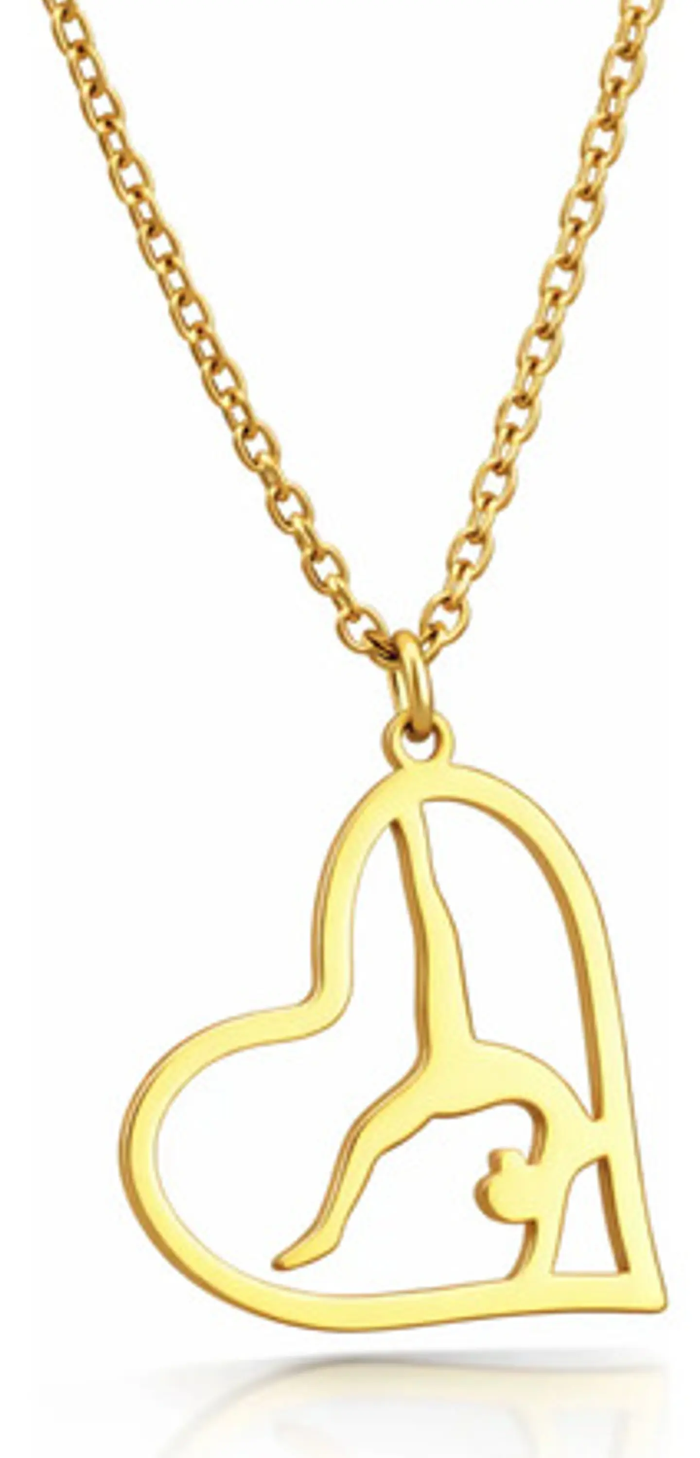 Collar Para Mujeres Dije Corazón Gimnasta De Acero Color Oro 1