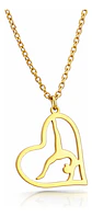 Collar Para Mujeres Dije Corazón Gimnasta De Acero Color Oro - Miniatura 1