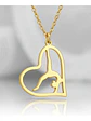 Collar Para Mujeres Dije Corazón Gimnasta De Acero Color Oro - Miniatura 2