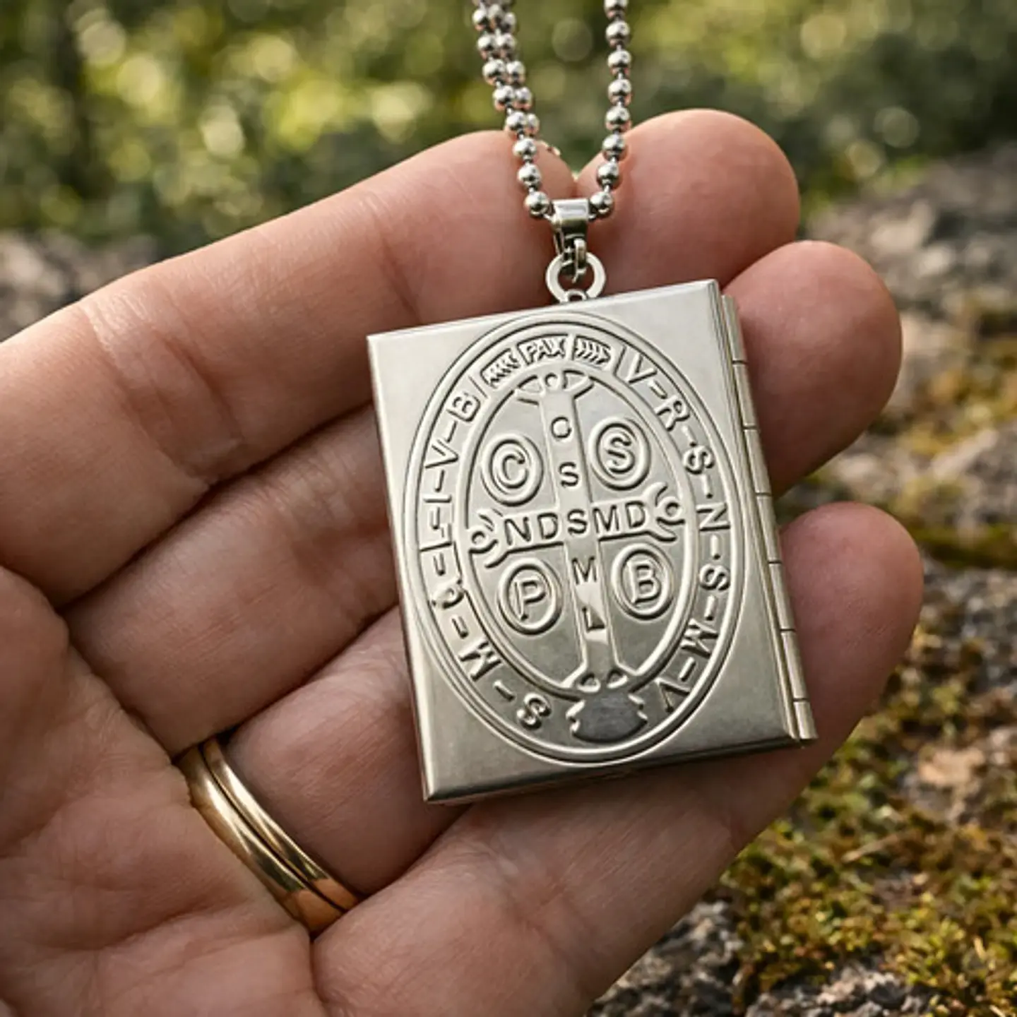 Collar Para Hombres Y Mujeres Dije Medallón Libro San Benito 4