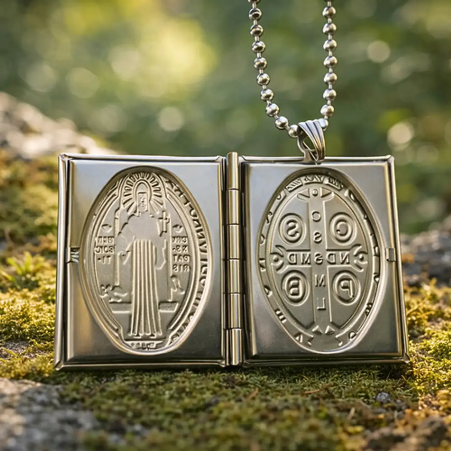 Collar Para Hombres Y Mujeres Dije Medallón Libro San Benito 5