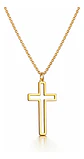 Collar Para Hombre Y Mujer Dije Cruz Hueca Acero Color Oro - Miniatura 1