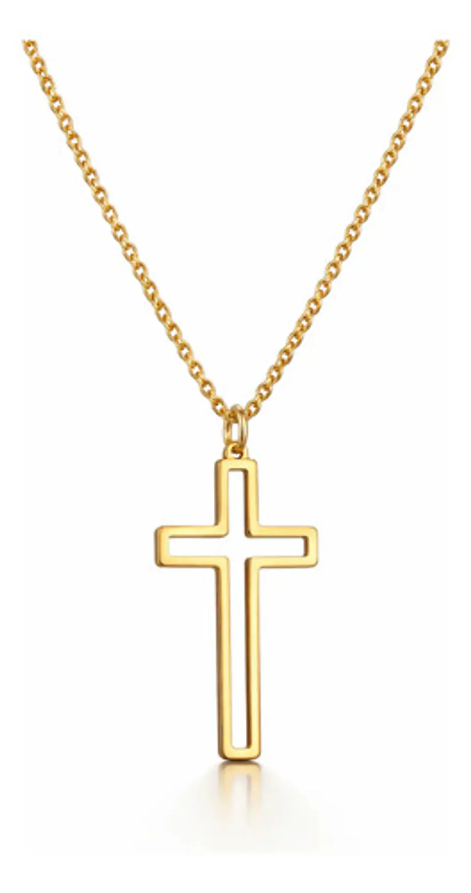Collar Para Hombre Y Mujer Dije Cruz Hueca Acero Color Oro 1