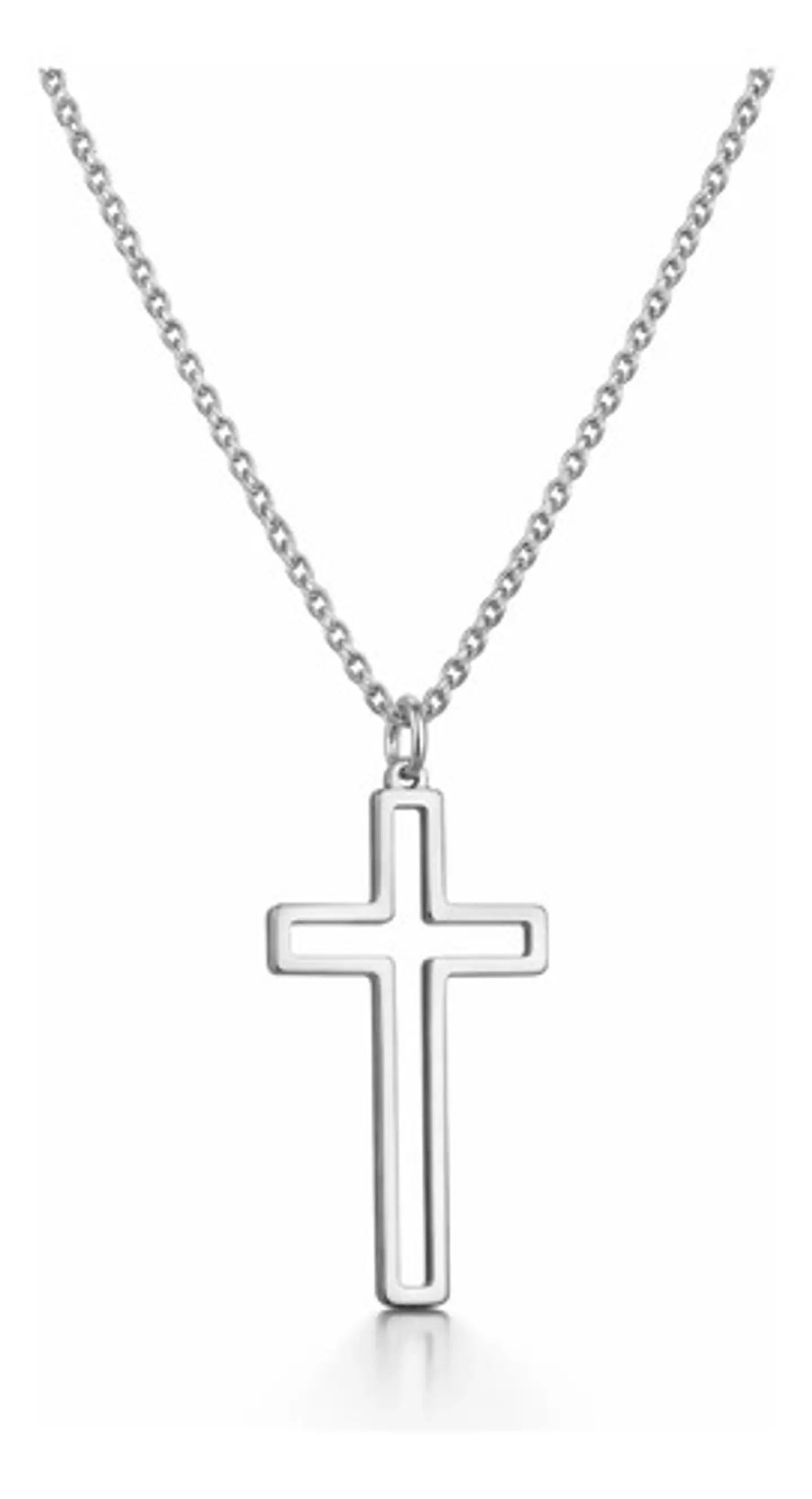 Collar Para Hombre Y Mujer Dije Cruz Hueca Acero Color Oro 7