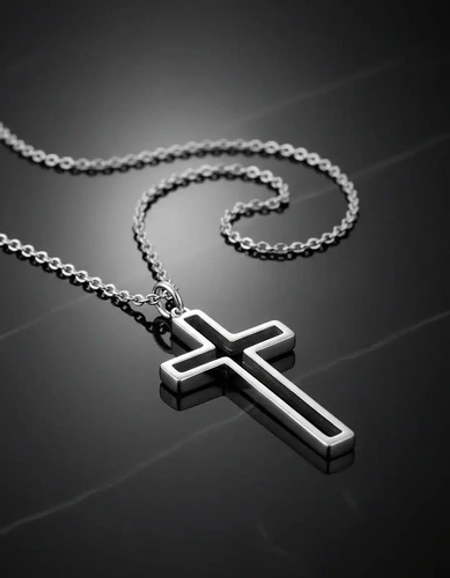 Collar Para Hombre Y Mujer Dije Cruz Hueca Acero Color Oro 10