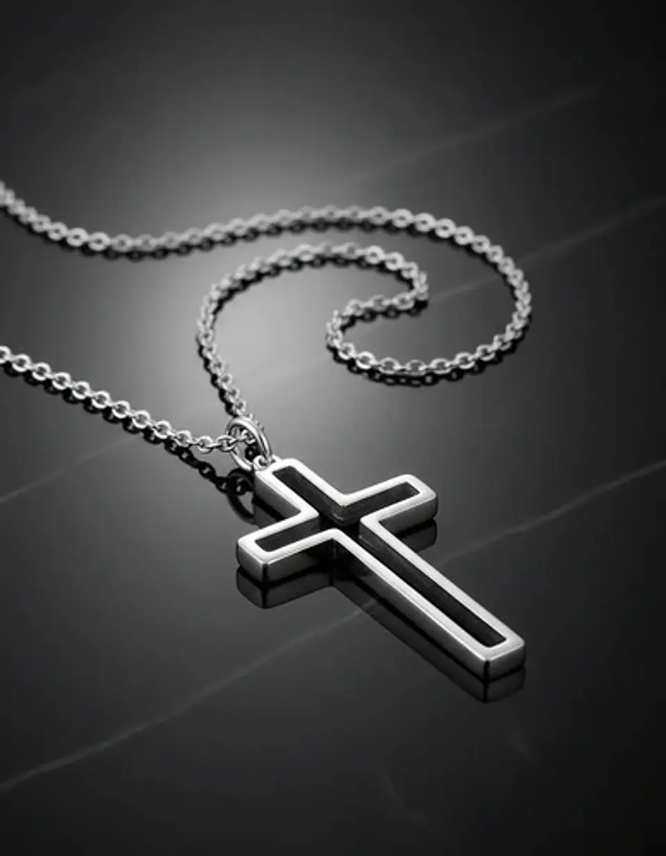 Collar Para Hombre Y Mujer Dije Cruz Hueca Acero Color Oro 10