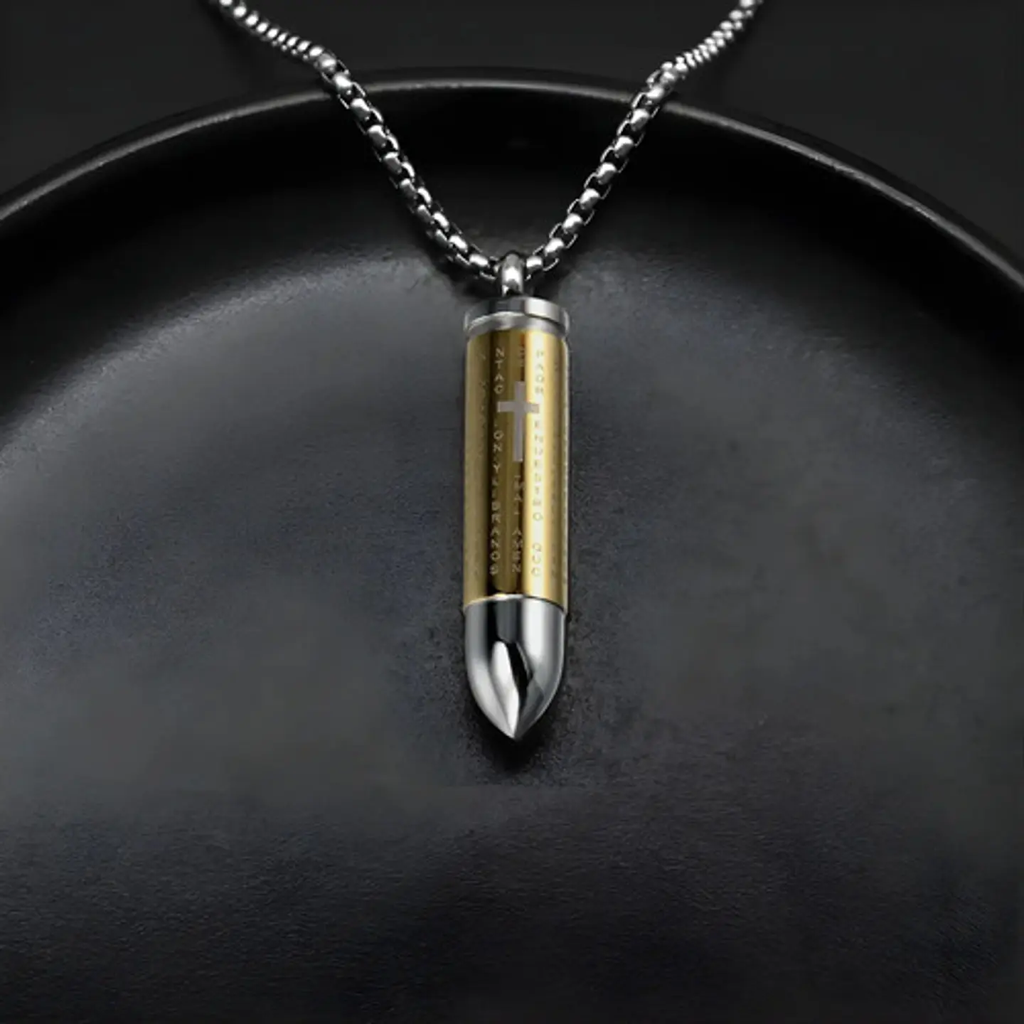 Collar Para Hombre Y Mujer Dije Bala Cruz Contenedor Cenizas 6