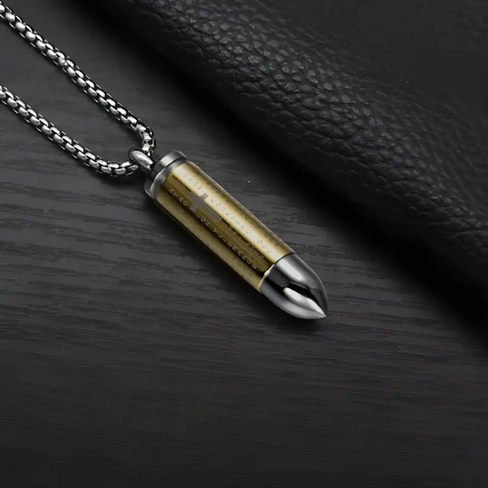 Collar Para Hombre Y Mujer Dije Bala Cruz Contenedor Cenizas 7