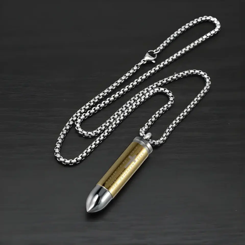 Collar Para Hombre Y Mujer Dije Bala Cruz Contenedor Cenizas 8