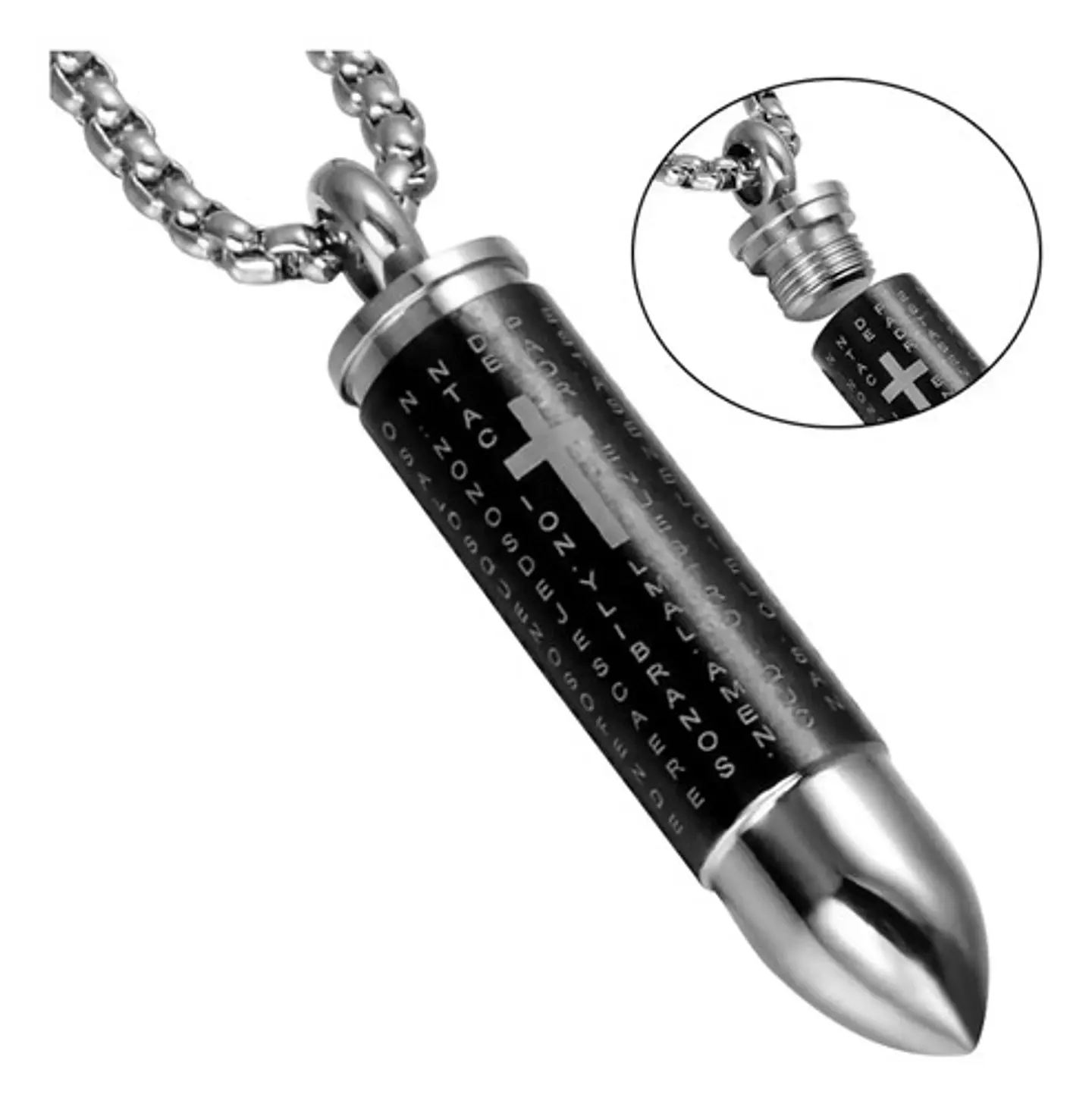 Collar Para Hombre Y Mujer Dije Bala Cruz Contenedor Cenizas 9